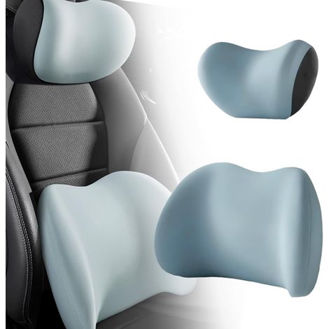 Coussin d'appui lombaire et d'appui lombaire de voiture, oreiller de soutien lombaire de voiture et kit d'oreiller de cou de voiture, pour soulager la douleur lombaire du cou, bleu