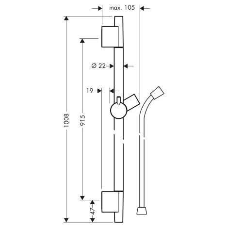 Hansgrohe Raindance - Barra de ducha de 90 cm con manguera de ducha, cromo 28631000