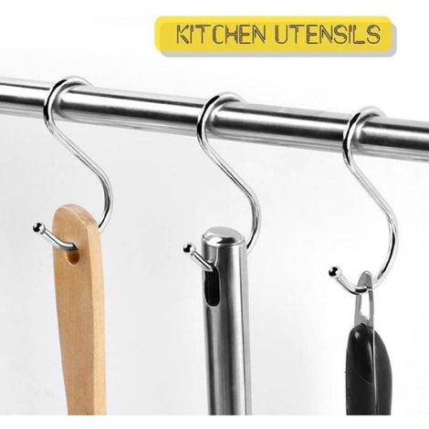 Lot de 30 Crochets en S pour Suspension, 9.5 cm Crochets S, Crochet Cuisine en Forme de S en Acier Inoxydable, Crochets de Suspens (1/4)