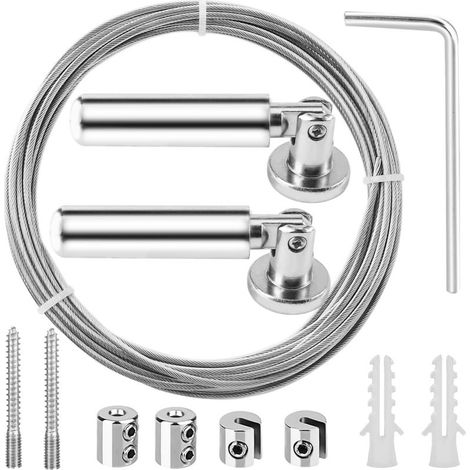 Câble en Acier Inoxydable 5m – Kit Tringle à Rideaux avec Fixation pour Rideau de Douche Câble pour Rideau Antirouille + Accessoires Inclus Compatible Rideaux Lourds (1/5)