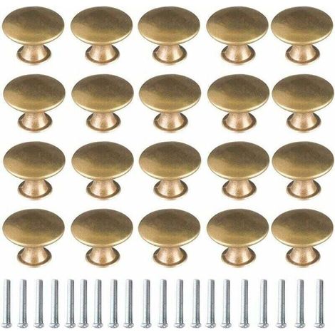 Bouton de Porte Laiton 20 Pièces Vintage Laiton Poignées Boutons de Meuble Boutons Porte de Tiroir Poignée de Meuble Bouton de Meuble Vintage pour Tiroir Armoire Meuble Cuisine de Placard-Crezuo