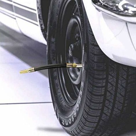 Lot de 4 rallonges de valve de pneu, valve de pneu flexible 150 mm avec 2 supports (1/3)