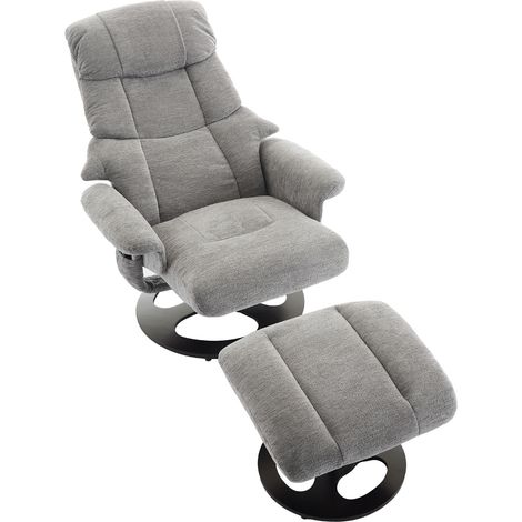 025 Fauteuil relax confortable avec massage et fonction chauffante, fonction inclinable et repose-pieds, pivotant à 360°, en tissu chenille gris. SKU d’origine W2087P294008 (1/5)