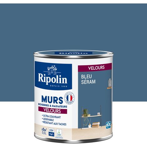 Peinture aspect Velours - 0,5L - Bleu Seram - Ripolin (1/5)
