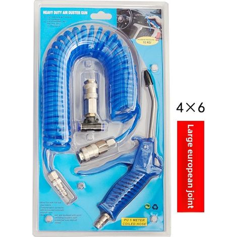Ensemble de dépoussiérage de style européen pour l'exportation, tube à ressort en PU de 5 m, tuyau d'air spiralé, connecteur japonais à trois voies (46 européen trois-en-un) (1/5)