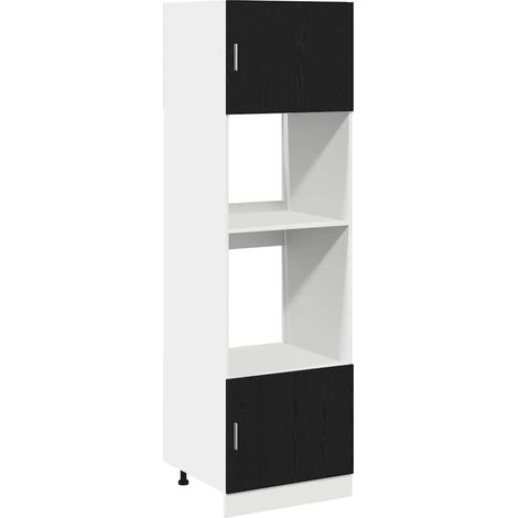 Meubles de Rangement,Armoire à micro-ondes Riga Chêne noir 60 x 57 x 207 cm CFW453711 (1/5)