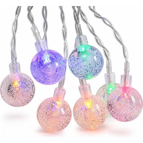 Guirlande Lumineuse Solaire LED Boules à Bulles Multicolores, Télécommande, 8 Modes, Jardin Extérieur, 100 LED (1/5)