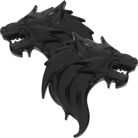 2pièces Autocollants Voiture Métalliques Modèle Wolf Tête pour Béquille Hayon Capot Camion Moto Badge Décoratif Noir avec Adhésif Fort Look Tuning Personnalisé (1/5)