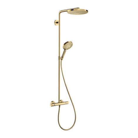 Hansgrohe Raindance Select S - Duschsäule Showerpipe mit Thermostatbatterie, 1jet, Gold poliert 27633990 (1/5)