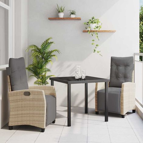 Ensemble de salle à manger pour jardin 3 pcs-Salon de jardin Beige polyrotin 145887 (1/5)
