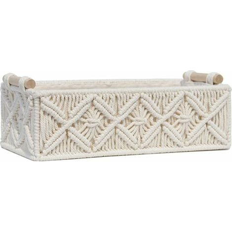 royaluxe - Panier de rangement décoratif à pompons - Style bohème - Panier décoratif tissé pour comptoir, papier toilette - Panier de rangement pour la maison/la chambre à coucher,Style B (1/5)