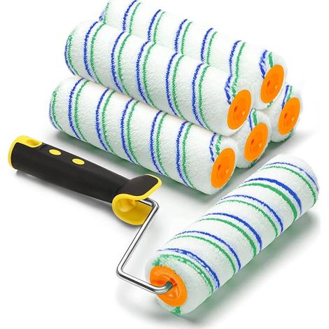 Rouleau à Peinture - 6 Rouleaux à Peinture, 5 Pcs Pinceaux de Peinture Rouleaux（23 cm）, Ensemble de Peintre, Rouleau et Recharge Pour le Mur et le Plafond Antigoutte. (1/5)