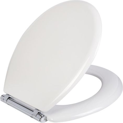 Olfa – Abattant WC double blanc – Fixation Easy Clip – Matériau bois réticulé – Compatible entraxe 65 à 170 mm – Fermeture douce intégrée