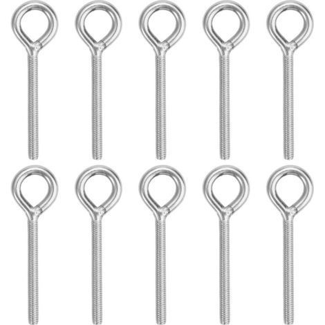 10 Pièces Anneau de Levage Boulon à œillet M6,Boulon à œil en Acier Inoxydable,Anneaux Filetage Vis Tige Longue,73,6mm Boulons àœil Filetage Mâle,Vis à œillet Antirouille,pour Fixation et Suspe (1/5)