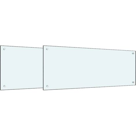 Crédence de cuisine 2 pcs Blanc 100 x 40 cm verre trempé