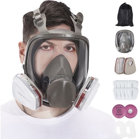 6800 Masque Respiratoire Intégral, Casque de Protection Faciale Pour Peindre, Vapeur et Poussière Organiques, Masque anti Poussière, Masque Pour Peinture, Masque a Gaz, Deux Types de Connect