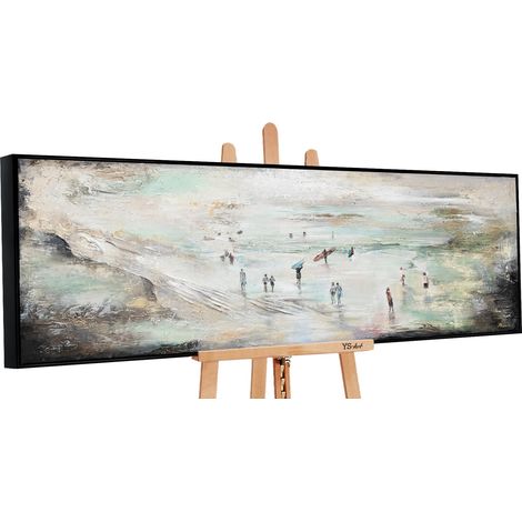 Gemälde Wellenreiten Rahmen Schwarz 150x50 cm (1/5)
