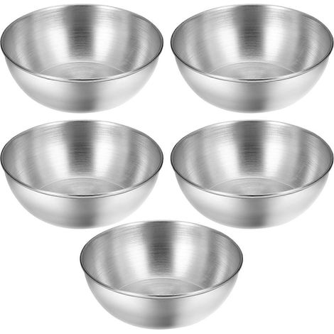 Ensemble de 5 bols à assaisonnement ronds en acier inoxydable robustes et peu encombrants pour toute la famille (1/5)