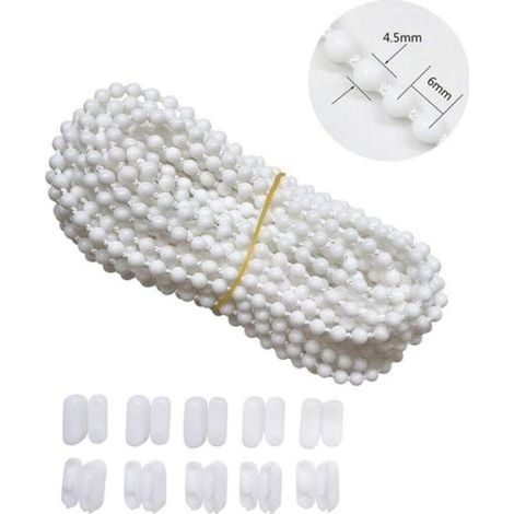 10 metros de cadena para persianas con 10 conectores, cordón de cadena con cuentas, cordón para persianas venecianas verticales, repuestos, accesorios (1/5)