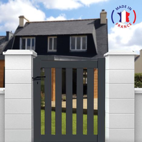 Portillon aluminium modèle ajouré en kit dimensions L.1000 (entre piliers) x H.1200 Couleurs Gris (RAL 7016)