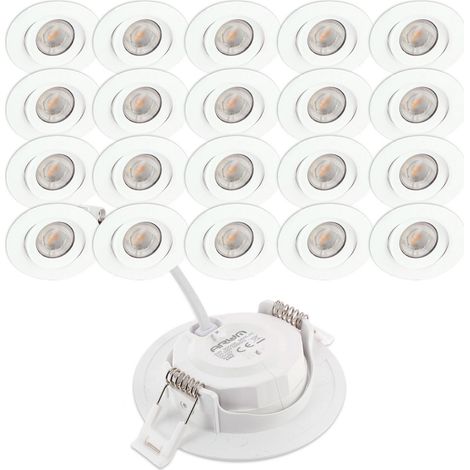 20 Spots Encastrables LED ASTURIE Orientable 7W Eq. 75W  Température de Couleur: CCT 3 Couleurs