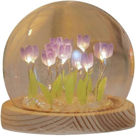 Lampe d'ambiance tulipe à faire soi-même - Cadeau d'anniversaire, décoration intérieure (violet) (1/5)