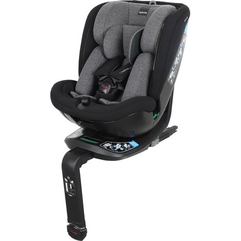 Inglesina Halley Pro, Black, Seggiolino Auto Rotante 360° ISOFIX, da 0 a 12 Anni (40-150 cm), Reclinabile e Traspirante, Omologato ECE R129/03