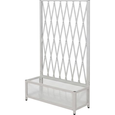 [JAMAIS UTILISÉ] Treillis en aluminium HHG-577, treillis en ciseaux pour jardinières et pots de fleurs, acier 152 x 90 x 35 cm, blanc