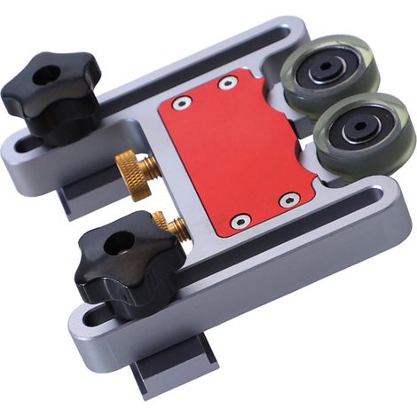 Guide d'alimentation scie à table en alliage aluminium anodisé rouleau double glissant réglable pour épaisseur bois avec vis T (1/5)