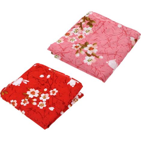 2pcs Serviettes à Déjeuner Japonaises en Tissu Coton Robuste Motif Floral Style Japonerie pour Emballage de Boîte à Repas et Décoration de Table à Domicile (1/5)