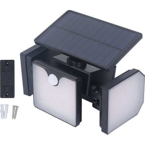 Ortviai Lampes solaires extérieures 3 têtes, 260 lm, 230 LED, panneau solaire intégré, étanche IP65, batterie 2200 mAh