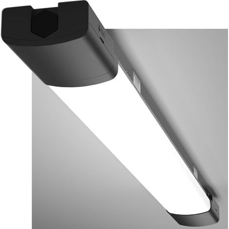 Modlicht Tube LED étanche Noir 60cm 18W 2000LM 5000K,PC,IP65,110LM/W,Éco 70%,ultra-fin Réglette LED pour Garage Atelier Buanderie [Classe E] (1/5)
