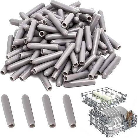 Couvercles pour lave-vaisselle [200 pièces], housses de panier pour lave-vaisselle, housses pour protéger les broches du panier du lave-vaisselle, antirouille (gris). (1/4)