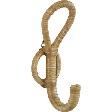 Porte-manteaux mural en rotin naturel 7 x 8 x 19 cm (1/5)