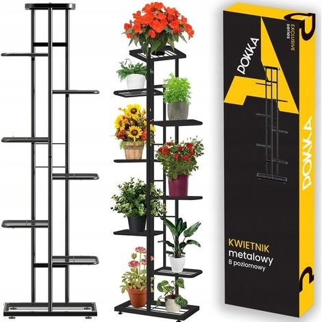 8-stöckiger Blumenständer aus Metall, schwarz, zusammenklappbar (1/5)