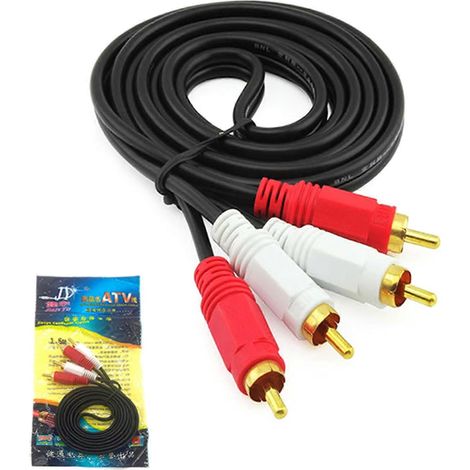 Câble adaptateur stéréo audio avec connecteur 2RCA mâle vers 2RCA mâle, câble AUX audio (1/5)