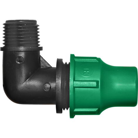 Raccord de Conduite Principale pour Tuyau Goutte à Goutte Extra Coude Jardibric pour tuyau Ø16 Sorti Mâle 15x21