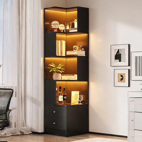 Étagère d'angle en MDF avec éclairage LED contrôlable par app (1/5)