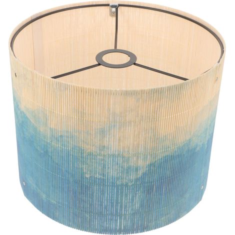 Abat-jour en forme de tambour Abat-jour en bambou Abat-jour imprimé Abat-jour à monter pour ampoule Lumière pour lustre, lampe de sol et lampe de table Bleu (1/5)