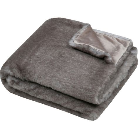 Plaid imitation fourrure douce Taupe 180x220 cm (1/2)