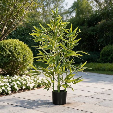 Bambou artificiel en plastique 90 cm avec pot 15 x 15 x 90 cm (1/5)