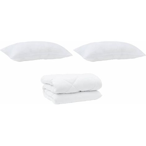 Duvet d'hiver avec oreiller 3 pcs,Couette Blanc Microfibre CFW27218 (1/5)