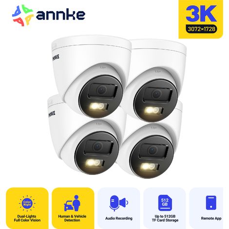ANNKE AC500 3K Smart Dual Light PoE Outdoor Security Camera, Color Night Vision Person Vehicle Detection, Built-in Mic,IP67,4PCS (1/5)