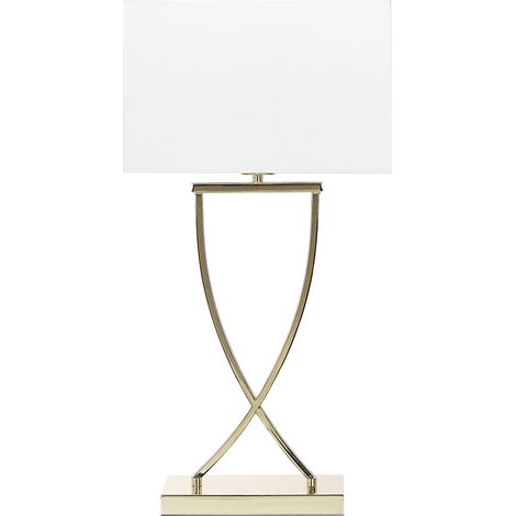 Lámpara de mesa de metal blanco dorado poli algodón 62 cm sala de estar Yasuni