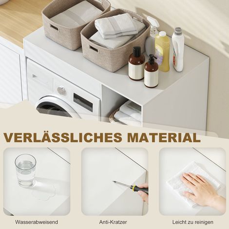Meuble de rangement au-dessus du lave-linge, organiseur de salle de bain pour WC avec étagères ouvertes, blanc, pour buanderie et toilettes. (1/5)