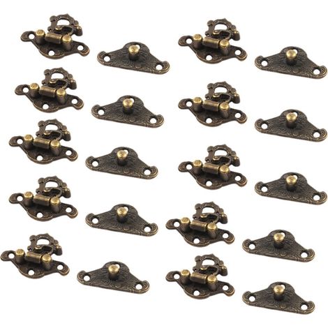10 ensembles Verrou Fermeture Boîte Bijoux Loquet Fermoir Antique Vintage pour Coffret en bois ton bronze avec vis (1/4)