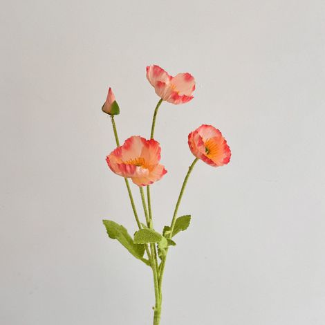 Coquelicots artificiels haut de gamme – 10 tiges en soie réaliste, couleur saumon, idéaux pour décoration mariage, intérieur et événements festifs