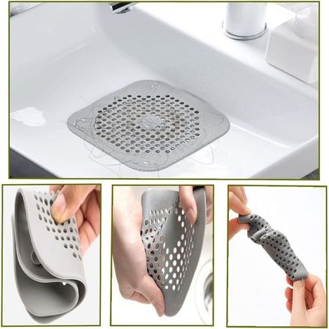 2 Pcs Protection de Drain de Silicone, Filtre Evier de Cuisine avec Ventouse, Filtre de Couverture de Drain de Baignoire, Filtre D'éVier de Cuisine Et Salle de Bain. (1/5)