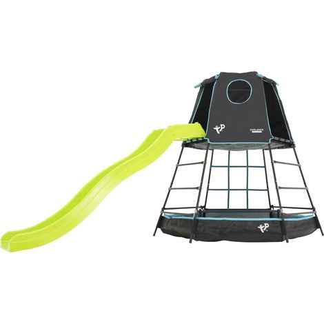 Tp Toys – Aire de jeux métal explorer tour noir – toboggan 220 cm – piscine à balles – hublot – kit d'ancrage – pour enfants 3 à 12 ans (1/5)