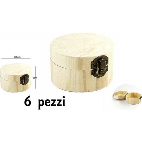Ensemble De 6 Boîtes à Bijoux Cylindriques En Bois Découpé